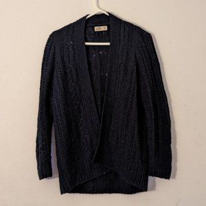 Hollister Dark Navy Blue Knitted Cardigan, Medium, Long Sleeve Sweater, Soft